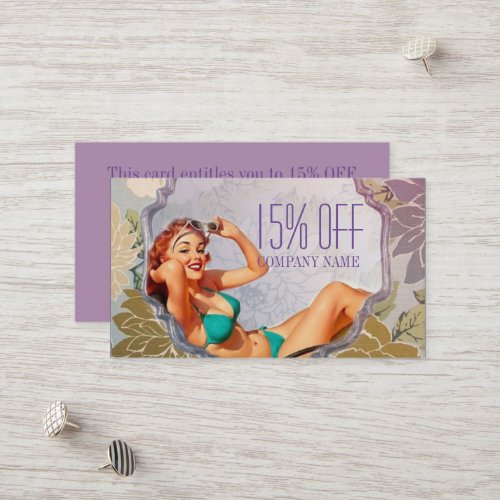 Pin Up Girl Hair Makeup Stylist Tanning Salon Discount Card