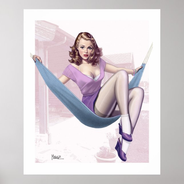 Pin-Up Girl Illustration Poster (Front)