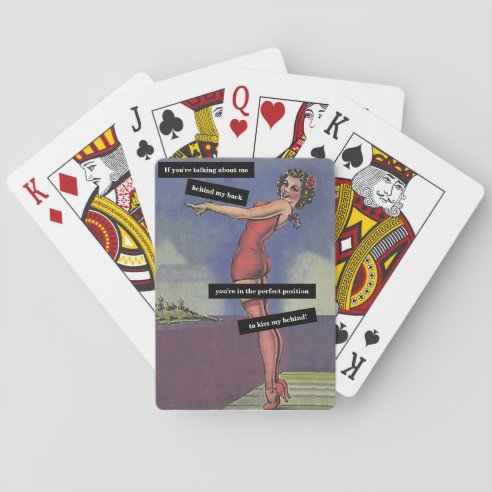 Pin Up Girl in Red Bathing Suit Vintage Funny Playing Cards