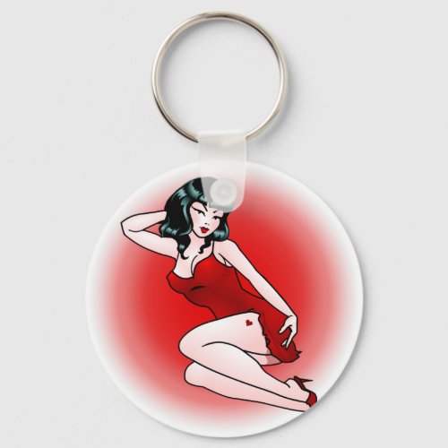 Pin Up Girl Keychain 50s Retro Pin_up Gifts