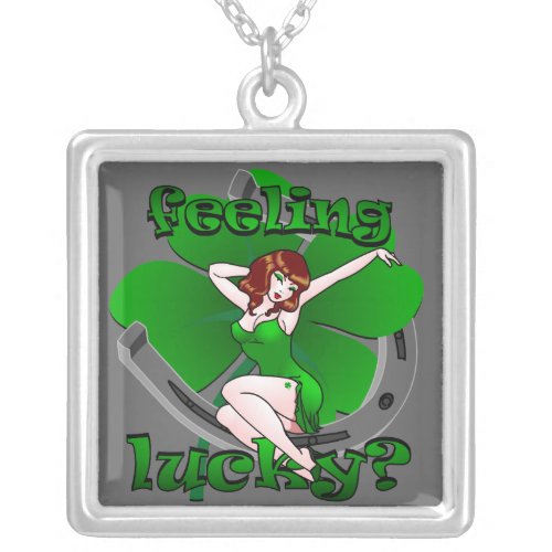 Pin Up Girl Necklace Lucky Charm Irish Redhead