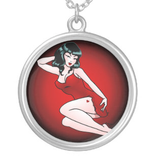 Pin Up Girl Necklace Retro Betty Art Jewelry Gifts