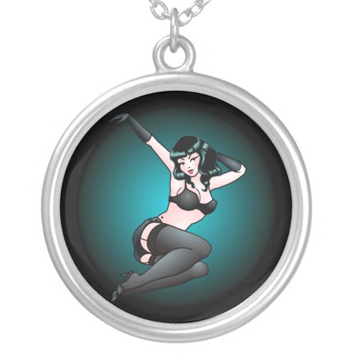 Pin Up Girl Necklace Retro Jazzy Art Jewelry Gifts