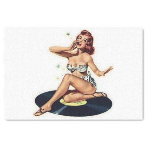 Pin Up Girl on Record Tissue Paper