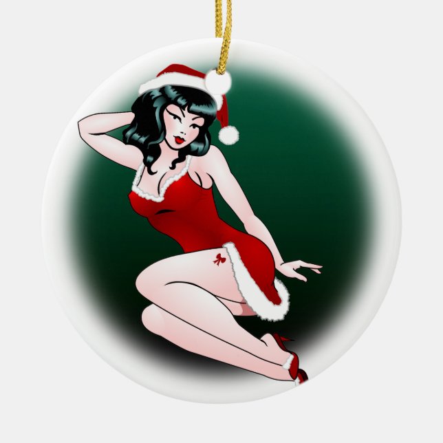 Pin Up Girl Ornament Personalized Christmas Pinup (Front)
