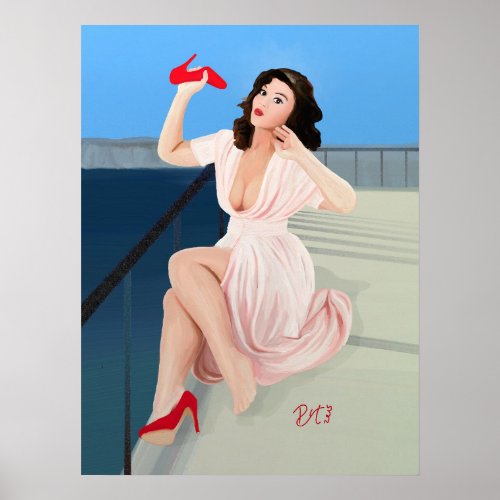 Pin_up Girl Ouch it aches poster Poster
