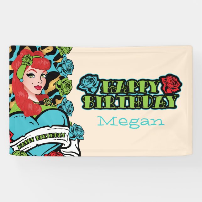 Pin-up Girl, Rock-a-Billy party Banner (Horizontal)