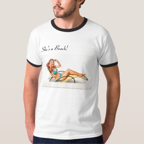 pin up girl shes a beach T_Shirt