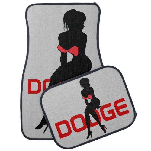 Pin Up Girl Sitting On Dodge Car Mat