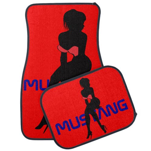 Pin Up Girl Sitting On Mustang Car Mat