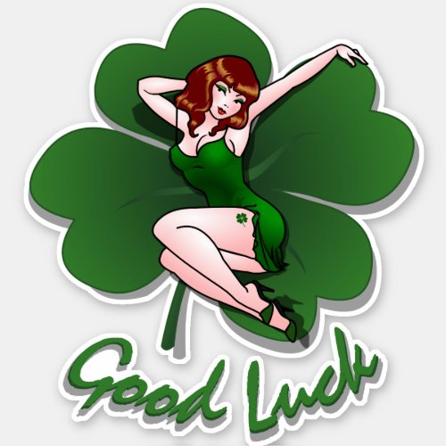 Pin Up Girl Sticker Lucky St Patrick Pin_up Decals