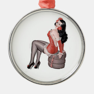 Pin Up Girl Tires Metal Ornament
