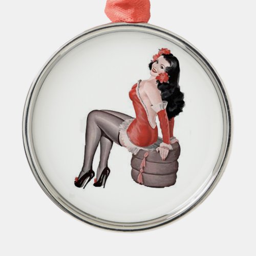 Pin Up Girl Tires Metal Ornament