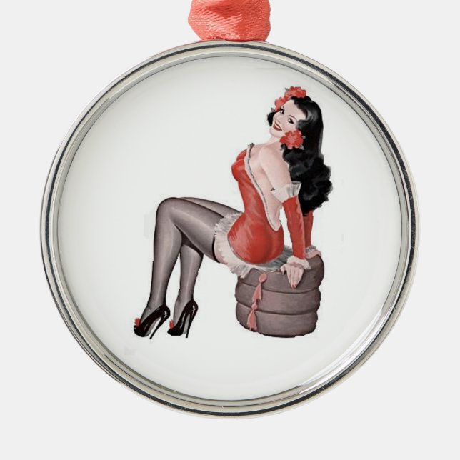Pin Up Girl Tires Metal Ornament (Front)
