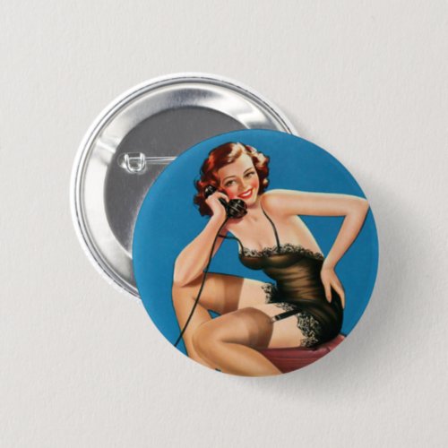  Pin Up Girl Vintage Art _ Pinback Button