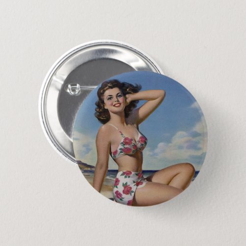  Pin Up Girl Vintage Art _ Pinback Button