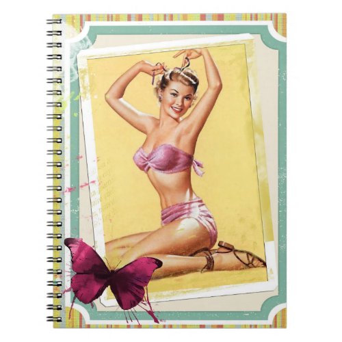 Pin up girl vintage bikini notebook