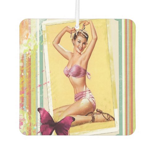 Pin up girl vintage bikini scrapbook style air freshener