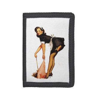 Pin Up Girl White and Black Trifold Wallet