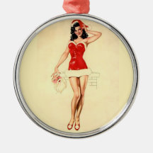 Pin Up Girl with Santa Mask
