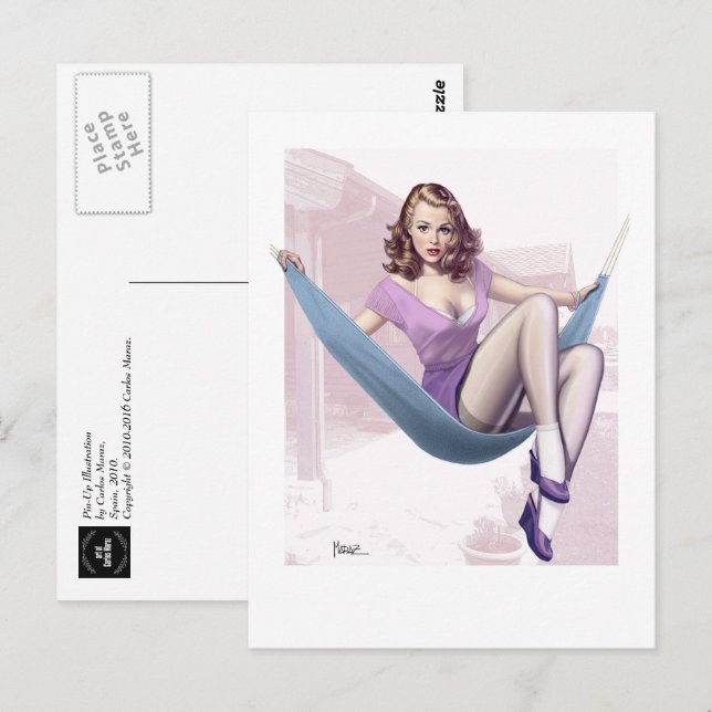 Pin-Up Girl with Urban Background  Postcard (Front/Back)