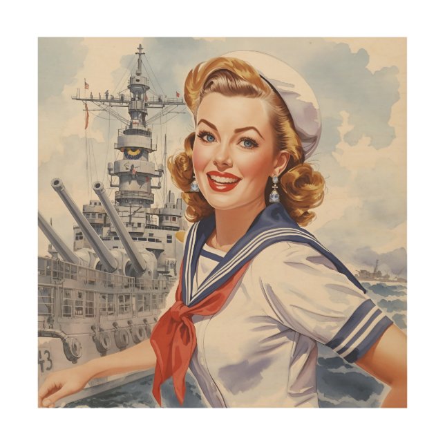 Pin-up Girl Wood Wall Art (Front)