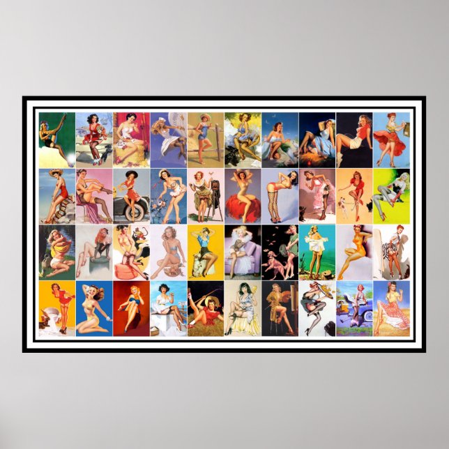 Pin up Girls Art Vintage Retro Print Collage (Front)