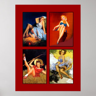 Pin up Girls Art Vintage Retro Print Collage 6