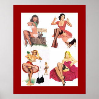 Pin up Girls Art Vintage Retro Print Collage 7