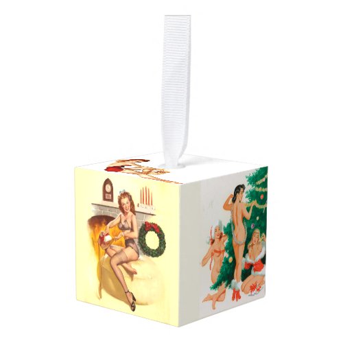 Pin Up Girls Christmas Cube Ornament