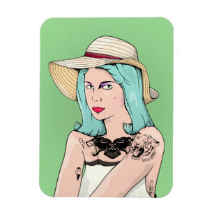 Pin up goth girl tattooed woman magnet