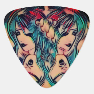 Pin-Up Gothic Girls Colorful Pirate Tattoo Guitar Pick