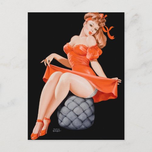 Pin_Up in Red Pin Up Art Postcard