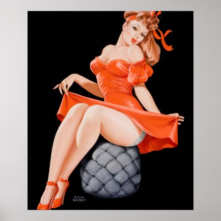 Pin-up In Red Pin Up Art Poster