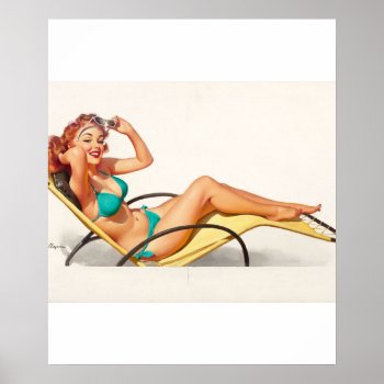 Pin-up In Turquoise Bikini Pin Up Art Poster by Pin_Up_Art at Zazzle
