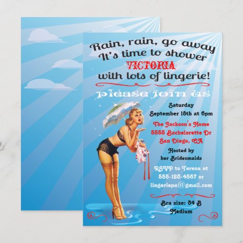 Pin up Lingerie shower party invitation