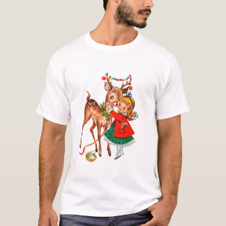 Pin Up Little Girl Reindeer T-Shirt