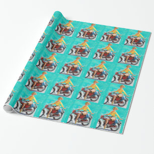 Pin Up motorcycle Wrapping Paper