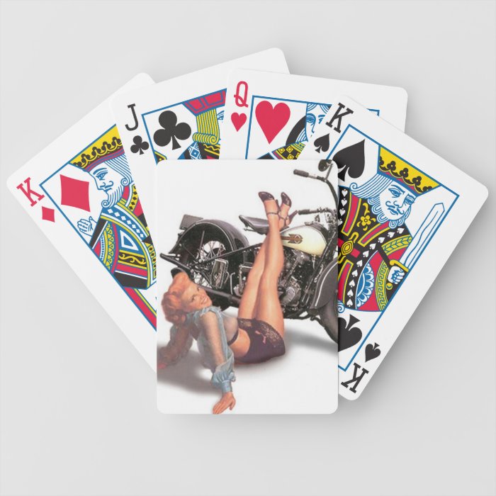 Pin Up Playful Biker Playing Cards