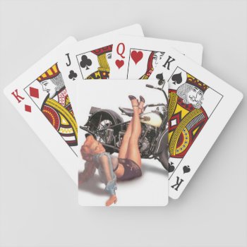 Pin Up Playful Biker Playing Cards by VintageBeauty at Zazzle