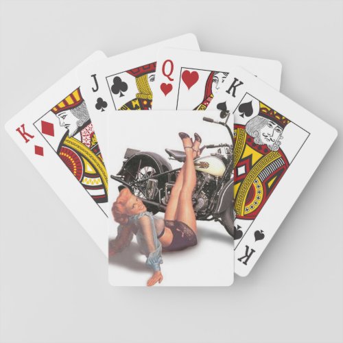 Pin Up Playful Biker Playing Cards