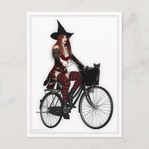 Pin Up Postcard _ Pretty Witch  Pushbike Ride