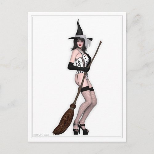 Pin Up Postcard _ Pretty Witch  Vellas Broomstick