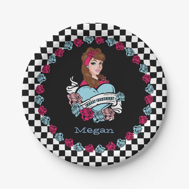 Pin-up, Rock-A-Billy Paper Plates (Front)