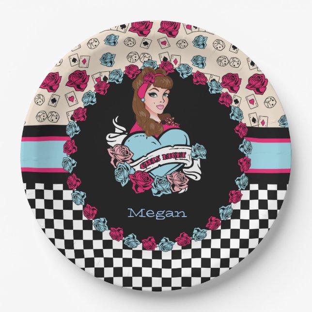 Pin-up, Rock-A-Billy Paper Plates (Front)