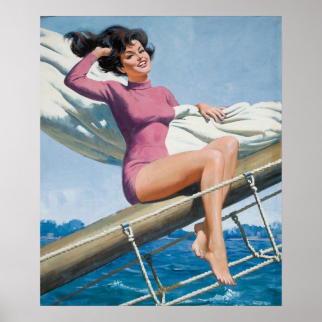 Pin-Up Sailor Girl Art Poster (Front)
