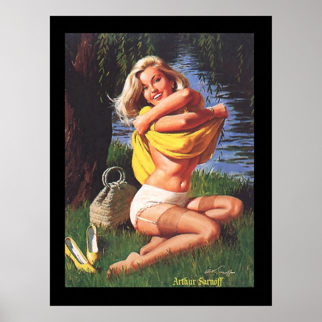 Pin-Up Surfing Girl 2 Vintage poster (Front)