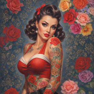 Pin-up Tattoo beauty decoupage paper