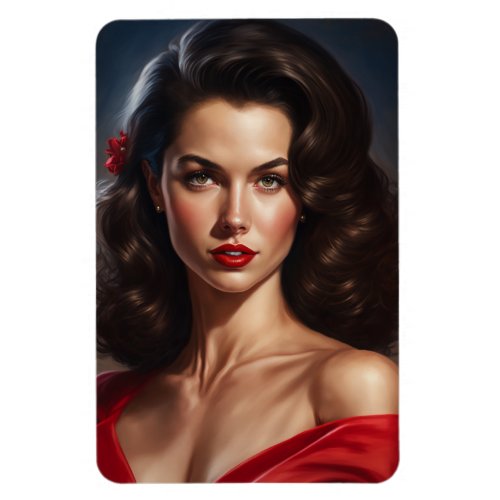 Pin_Up Woman In Red Dress Magnet