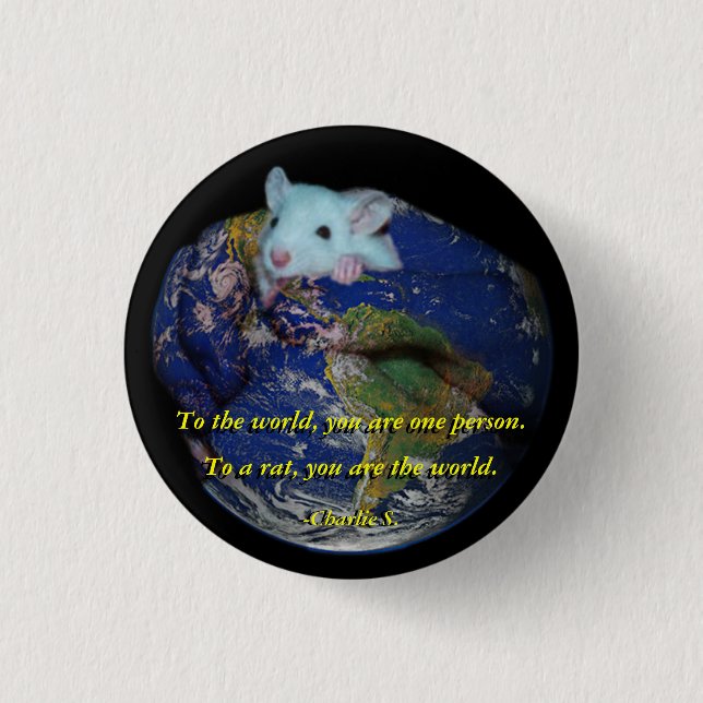 Pin: World Rat Pinback Button (Front)